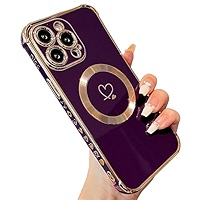 ZTOFERA Magnetic Case For IPhone 17 Pro Max (6.9-Inch), [Compatible With MagSafe] Luxury Fluorescent Matte Silicone Case With Cute Love Heart Pattern