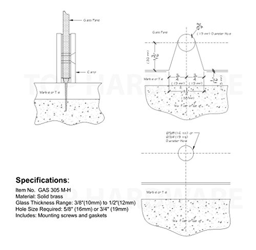 Square Glass To Wall Clamp, Chrome Polish, Gas-305Mh #TOP3