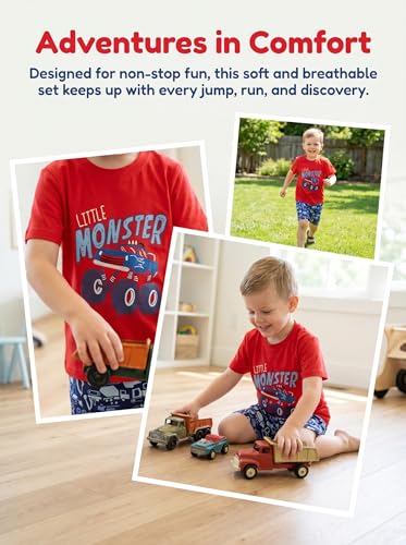 Image of Little Boys /Girls Shorts Clothes Set 2Pcs,1-8 Years (Red, 7-8 Years)