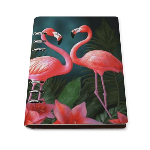 Cuaderno de hojas sueltas tamaño A5 de flores con cubierta duradera recargable de 6 anillas