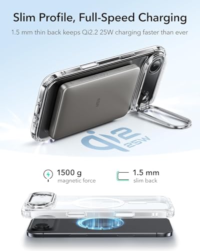 Image of ESR for iPhone Air Case, Camera Control Cover, Stash Stand, Compatible with MagSafe Accessories, TPU for iPhone 17 Air Case, Military-Grade Drop Protection, Hybrid Series, Clear