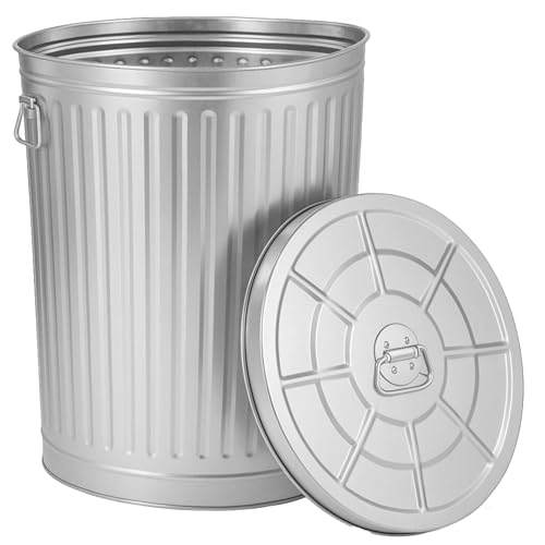 Gardenised Galvanized Steel Trash Can