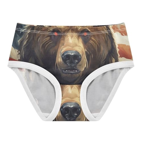 Girls Underwear Toddler 2t Cotton Little Girl Panties Designer Briefs Undies Kids Fierce Bear American Flag