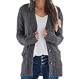 [Big laugh] [ ビッグ ラフ ] トップス カーディガン ボタン ポケット ロング 丈 ニット セーター ゆるっと カットソー レディース (D グレー, 2XL)