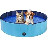 DASBET Foldable Dog Paddling Pool PVC Collapsible Dog Swimming Pool - Portable Pet Wading Pool for Dogs & Puppies - Indoor & Outdoor (120 cm D x 30 cm H)