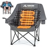 Huskfirm Oversized Heated Camping Chair Fully Thick Padded Camping Chair XL Camp Chair for Adults 3 Levels Adjustable Heated Camp Chair for Outdoor Use (Battery Not Included)