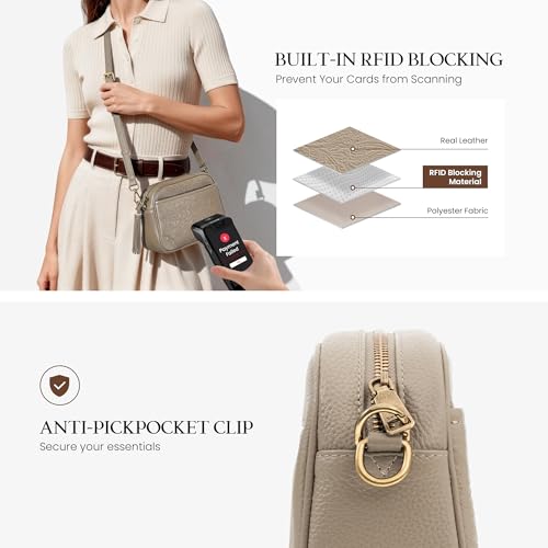 Image of befen Anti-theft Crossbody Bag for Women Genuine Leather, Small Cross Body Shoulder Handbags with RFID Card Slots