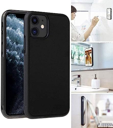 Cheap Sunday Gravity Phone Case for iPhone 11, Anti Gravity Black Case Phone Cover for iPhone 11 Smooth Flat Surface Stick On Anything Sticky Selfie Nano Suction Adhesive Cover