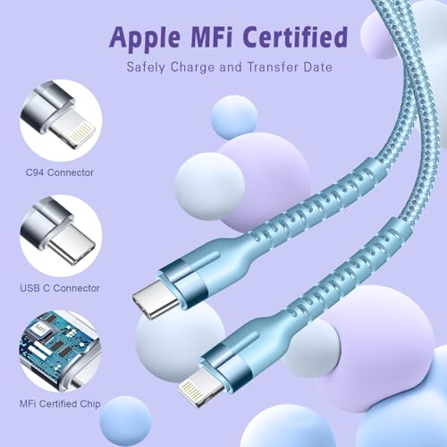 Cable USB C a Lightning Exeric de nailon trenzado de alta resistencia para iPhone 14 13 2