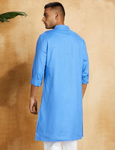 Image of Amazon Brand - Symbol Men's 100% Cotton Solid Long Length Casual Kurta - Regular Fit (Available in Plus Sizes)