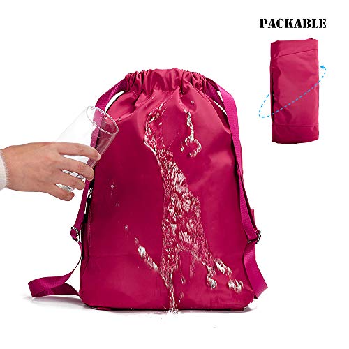 Image of ZOORON Waterproof Drawstring Gym Backpack Bag for Men & Women, Sport Gym Sack Mini Travel Daypack
