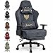 Gaming Stuhl Chair Gamer Sessel-Stoff Wildlederimitat Gamer Stuhl mit Fußstütze Lendenkissen Kopfstütze Höhenverstellbar 3D Armlehnen mit Mehrfach Verstellbaren Armen Gamingstuhl 200 Kg Grau
