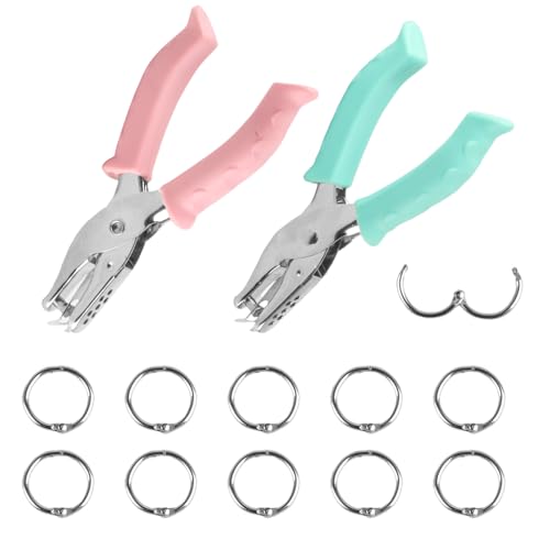 2 pezzi Punch a foro singolo per artigianato, 6 mm per puncher di carta, punti regalo in metallo, album di ritagli, biglietti per appunti, con 10 anelli