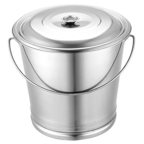 Cubo De Acero Inoxidable con Tapa Compostador De Acero Inoxidable De 8 L Gran Capacidad Cubo Metálico Portátil con Asa para Arroz.