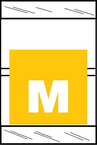 Tabbies Original COL'R'TAB 82050 Series Top Tab Alpha Labels, Yellow "M", 1-1/2"H x 1"W, Heavy Duty & Fade-Resistant, Made in the USA, 100 Labels/Pack