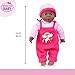 Bayer Design 94001AI Funktionspuppe, Babypuppe interaktiv, sprechend, weicher Körper, 40 cm, dunkelhäutig, Rosa