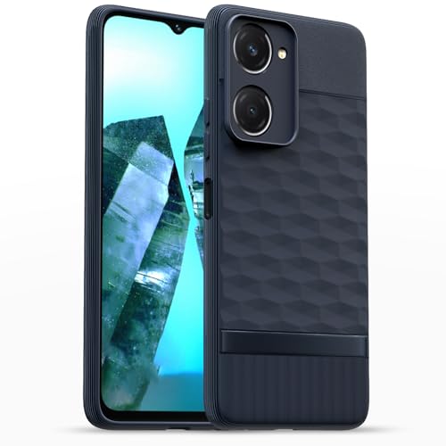 Image of Pikkme Back Cover for iQOO Z9 Lite 5G / Vivo T3 Lite 5G / Vivo Y18 / Y18e / Y03 Camera Protection 3D Hexa Cube Design Silicone Protective Bumper Case (Blue)