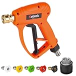 Kebtek Stubby Pressure Washer Gun Swivel 5200 PSI Compatible for Karcher K2-K7, Power Washer Short Snow Foam Gun M22-14mm with 1/4 Inch Quick Connector, 5 Nozzle Tips