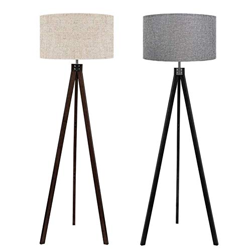 Lepower Wood Tripod Floor Lamp, Mid Century Standing Wooden Lamp, Modern Design Studying Light For Living Room, Bedroom, Office (Black + Walnut) #TOP20