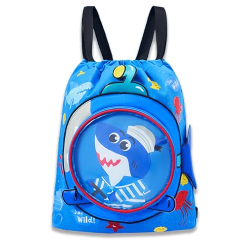 GGUFAY Bolsa Deporte Niño, Mochila Cuerdas Impermeable, Mochila Grande con Cuerda, Bolsa de Deporte para Niños, Azul, 29 cm x 37 cm