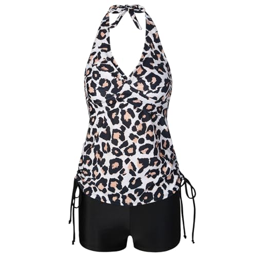 Bikini halter de dos piezas con pantalones cortos de surf ligeros para mujer