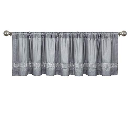 Lush Decor Night Sky Sequin Window Valance, 18"L X 84"W, Gray & Silver #TOP7
