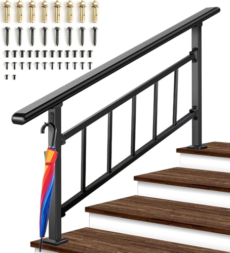 Updated Adjustable 4 Step Stair Handrails for Outdoor Steps, Versatile