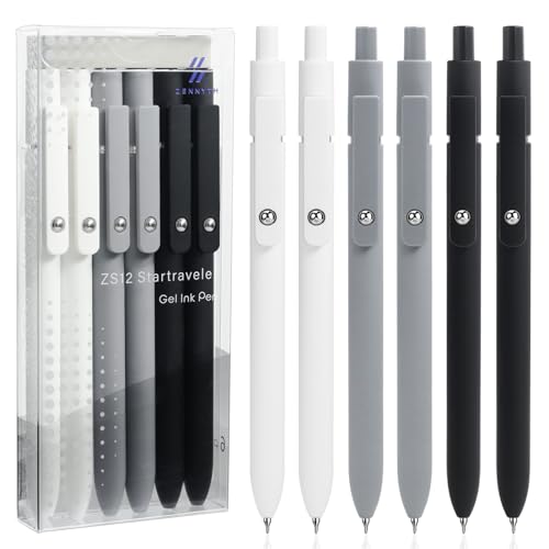 UIXJODO-6-Pcs-Gel-Pens-05mm-Quick-Dry-Black-Ink-Pens-Fine-Point-Smooth-Writing-Pens-Cute-Office-and-School-Supplies-Gifts-for-Women-Teacher-Students-6-Pcs-Black-White-Grey-Silver