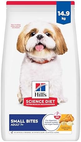 Hill's Science Diet Adult 7+ Small Bites Chicken Meal, Barley & Rice Recipe Dry Dog Food, 14.9 kg Bag