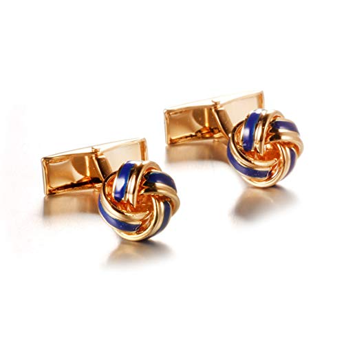 Mancuernillas para hombre KnBoB nudo retorcido dorado miniatura 1