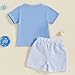 Kavousa Toddler Boy Summer Outfits Baby Boy Animal Print Short Sleeves T-Shirt Plaid Shorts Set Infant Boy Clothes Set (Fishing Blue, 18-24 Months)