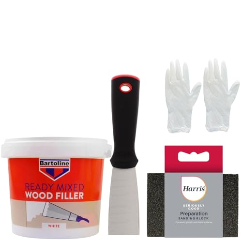 White Wood Filler Set - Includes 500g Wood Filler, Sanding Block and Putty Tool - Easy To Apply And Is Suitable For Outdoor And Indoor Use