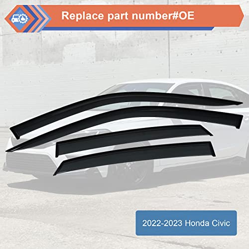 Zonfant Window Rain Guards, Side Window Deflectors, Sun Visor Rain Vent Window Guards (4 Pcs) Compatible With 2022-2023 Honda Civic #TOP1