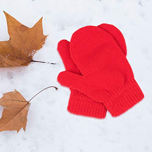 MENOLY 15 Pairs Toddler Magic Stretch Mittens Solid Color Winter Warm Kids Knit Gloves for Boys and Girls - Thumbnail 5