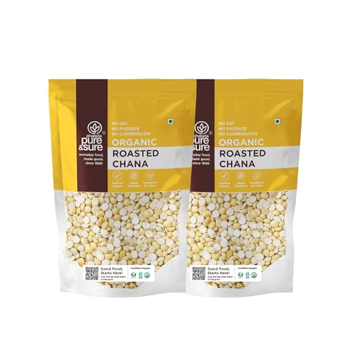 Image of Pure & Sure Organic Roasted Chana Dal 1Kg | 100% Bhuna Chana, Natural & Vegan | Gluten Free | Rich in Protein & Energy Source | No Additives & Pesticides Free| 500gm each (Pack of 2)