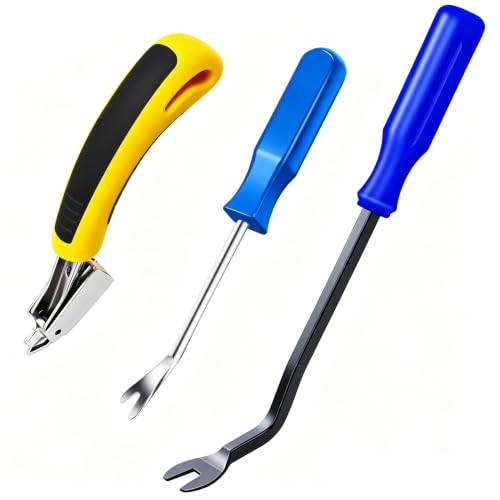 Sunxeke 3Pcs Heavy Duty Upholstery and Construction Staple Remover with Tack Puller Tool Nail Puller Carpet Remover for Removing All Kinds of Staples