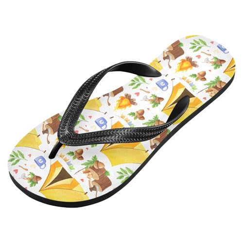 Burbuja Camping Yellow Tents Flip Flops for Women Men, Soft Thong Sandals Rubber Slippers for Pool Beach Essentials2