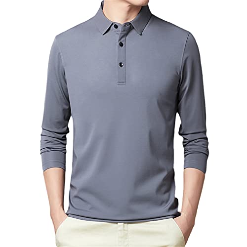 Polo manches longues coton extensible homme gris ajusté 4XL
