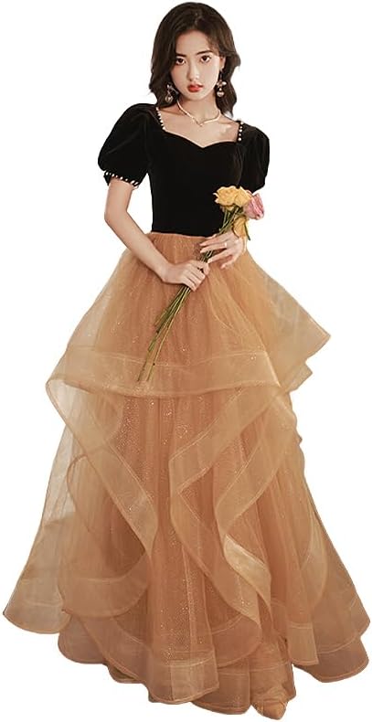 ドレス 大人 ピアノ 発表会 ロングドレス 演奏会 結婚式 母親 ドレス ピアノ発表会 黒 袖付き ワンピース 半袖 演奏会用ドレス