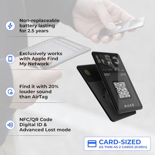 Rolling Square Aircard Wallet Tracker - Bluetooth Wallet Finder Find My Network Compatible with Business Card Feature NFC/QR Code - 0.09in Slim - Thumbnail 2