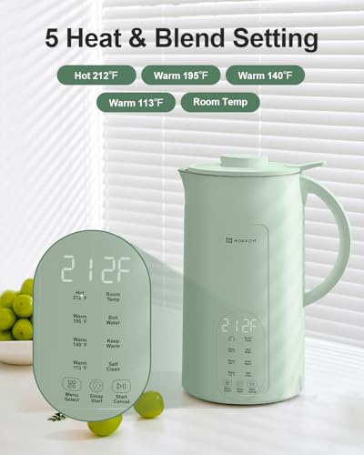 Image of MOKKOM Nut Milk Maker, 42oz Automatic Almond Milk Machine for Homemade Plant-Based Milk, Oats, Soy, Dairy Free Beverages, Soy Milk Maker with Delay Start /Keep Warm /Self-Cleaning /Boiling, Green