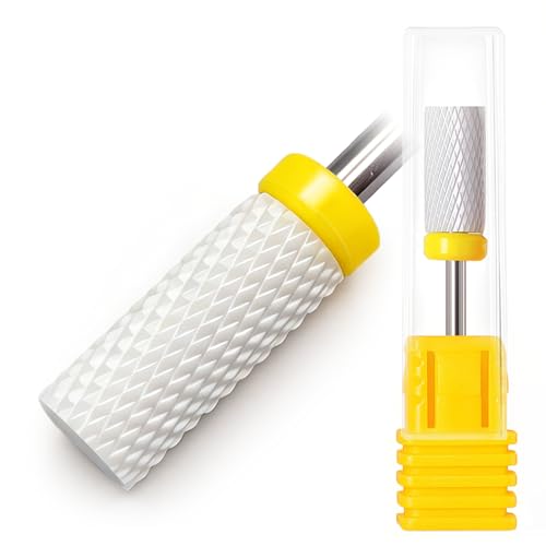 Fantexy Ceramic Nail Drill Bit, 3/32'' Cylindrical Flat Head, Extra Fine