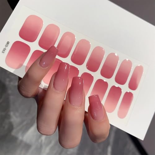 48 Pcs Pegatinas Uñas, Uñas de Gel Pegatinas, Pegatinas Uñas Semipermanente, Uñas Adhesivas Tiras Esmalte Cubierta Completa, Pegatinas Uñas Nail Art Stickers, para Uñas Decoració DIY