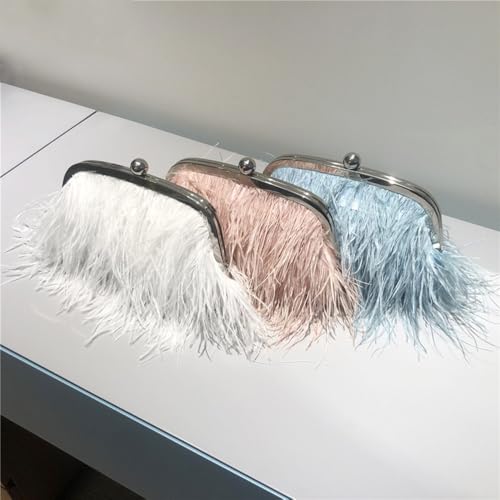 Bolso de mano vintage de plumas de avestruz para mujer miniatura 3