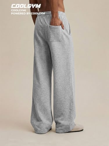 Image of Mens Baggy Sweatpants Wide Leg Loose Open Bottom Uncuffed Gym Casual Lightweight Y2K Pants Relaxed Pocket No Wrinkle