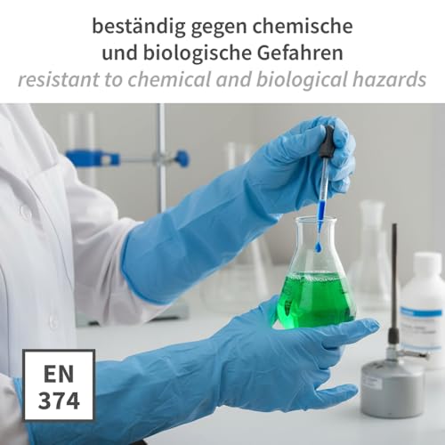 Franz Mensch Hygostar - Boîte de 50 gants jetables en nitrile extra sûrs (40 cm, sans poudre, taille 8/M, longueur 40 cm, gants de protection jetables) – vue 6