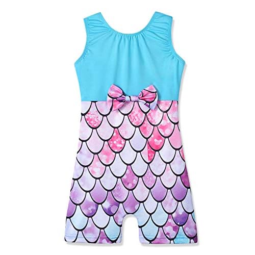 HOZIY Gymnastics Leotards for Girls Sparkly Biketard Mermaid Green Red Hot Pink Polka Dots 1-2T Magic Navy