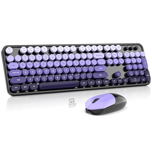 Teclado y mouse inalámbricos MOWUX para eliminar cables en el escritorio, tamaño completo 2.4 G