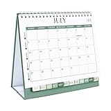 GuassLee Desk Calendar 2025, 2025-2026 12 Months Flip Desktop Calendar Planner Small Runs From Jul 2025 to Jun 2026 with To-Do List & Notes For Home School Office Organizing, 7.5' x 6.8', Green White