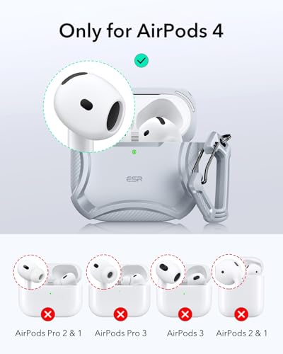 Image of ESR for AirPods 4 Case, Compatible with AirPods 4th Generation Case (2024), Compatible with MagSafe, Powerful Drop Protection, Magnetic Lid, Cyber Series, Desert Titanium,Gray